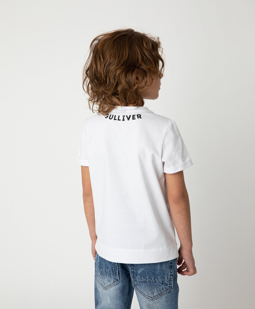 Tüdrukute T-särk trükiga Gulliver, valge hind ja info | Poiste särgid | kaup24.ee