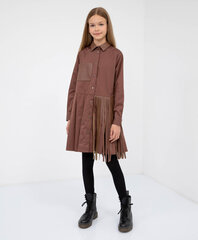 Tüdrukute kleit öko-nahast kaunistuste ja asümmeetrilise äärisega Gulliver hind ja info | Tüdrukute kleidid | kaup24.ee