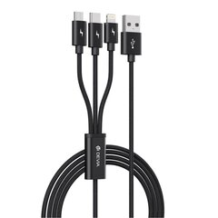 Devia cable Gracious 3in1 USB - Lightning + USB-C + microUSB 1,2 m 3A Black цена и информация | Кабели для телефонов | kaup24.ee