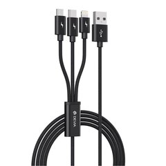 Devia cable Gracious 3in1 USB - Lightning + USB-C + microUSB 1,2 m 3A black цена и информация | Кабели для телефонов | kaup24.ee