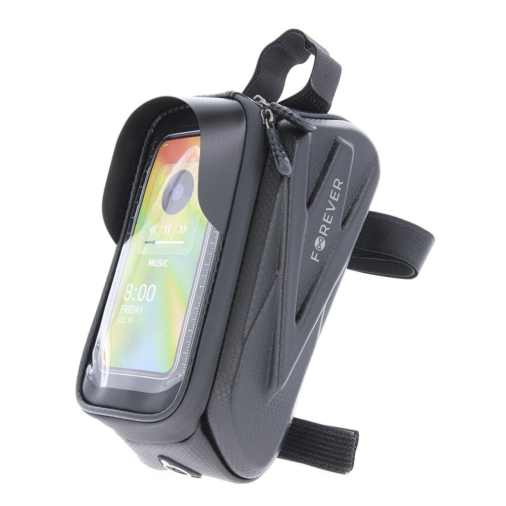 Waterproof bike frame bag with shell sides and phone holder Forever Outdoor black hind ja info | Mobiiltelefonide hoidjad | kaup24.ee