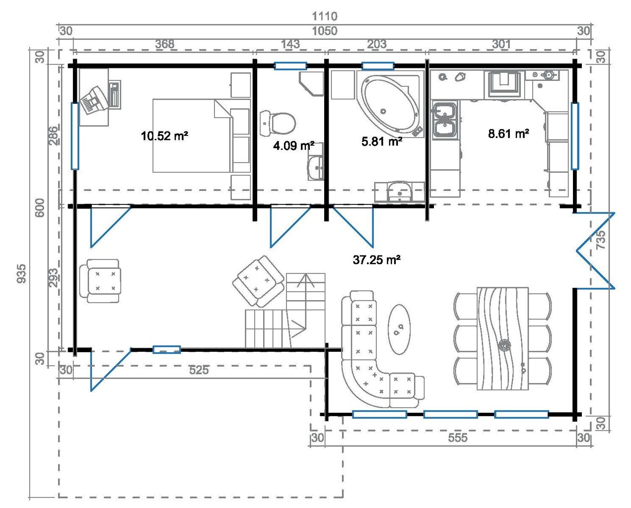 Suvemaja Mekon 66,8 m² 5 toa, köögi, WC ja pesuruumiga цена и информация | Kuurid ja aiamajad | kaup24.ee