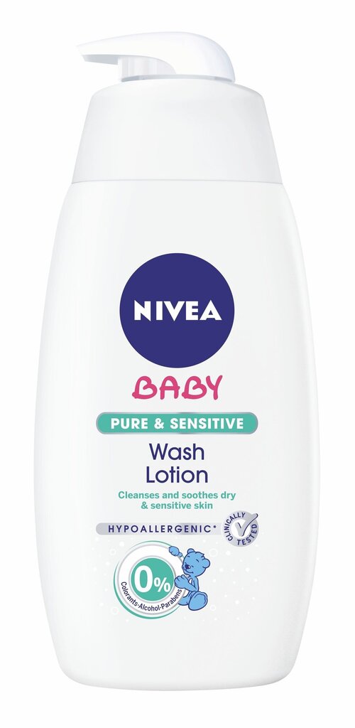 Nivea Baby Pure & Sensitive Wash Lotion puhastusgeel lastele 500 ml цена и информация | Laste ja ema kosmeetika | kaup24.ee