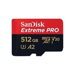 SanDisk Extreme Pro UHS-I, microSD, 512 GB - Memory card and adapter hind ja info | Sandisk Mobiiltelefonid, foto-, videokaamerad | kaup24.ee