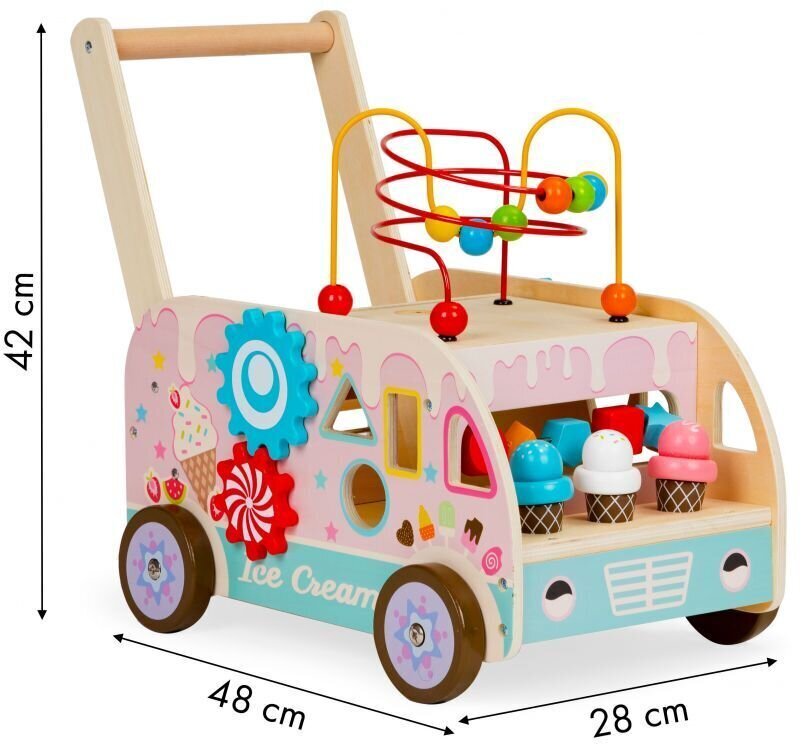 Puidust tõukur koos tarvikutega Icebox Ecotoys, TL08055 цена и информация | Imikute mänguasjad | kaup24.ee