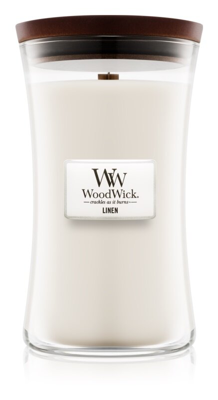 WoodWick lõhnaküünal Linen, 609,5 g hind ja info | Küünlad, küünlajalad | kaup24.ee