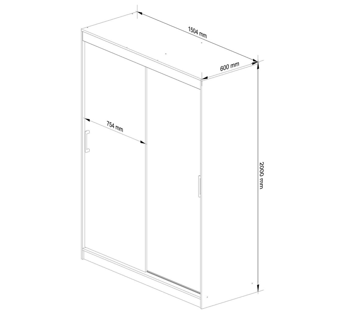 Riidekapp NORE CLP Mono 150, hall hind ja info | Kapid | kaup24.ee