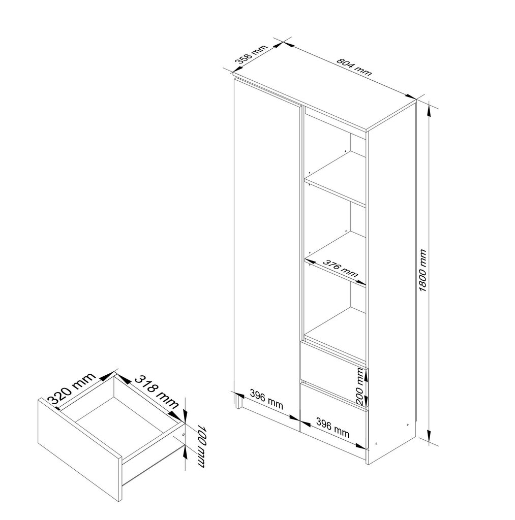 Riiul NORE CLP R80 R11, hall hind ja info | Riiulid | kaup24.ee