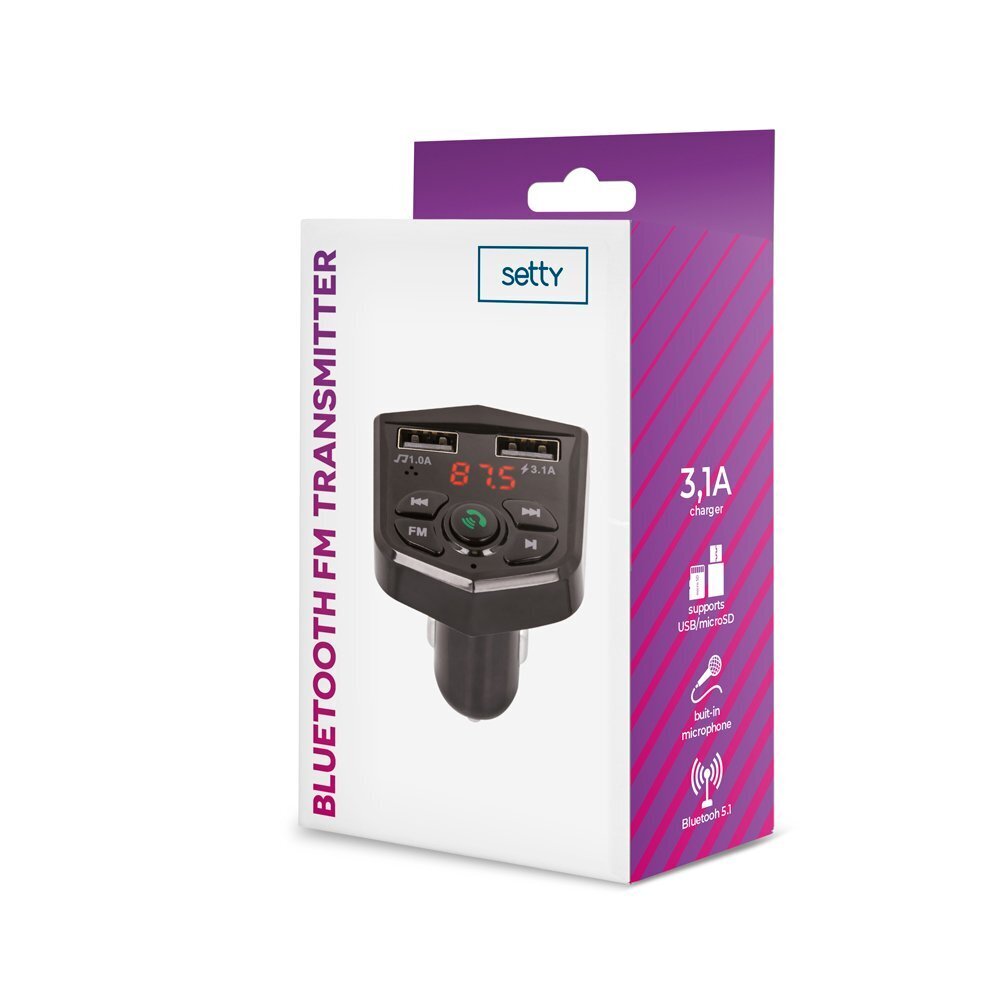 Setty TFM-03 FM Bluetooth Transmitter Car Radio / MP3 / 2 x USB / Black hind ja info | FM modulaatorid, FM trasmitterid | kaup24.ee