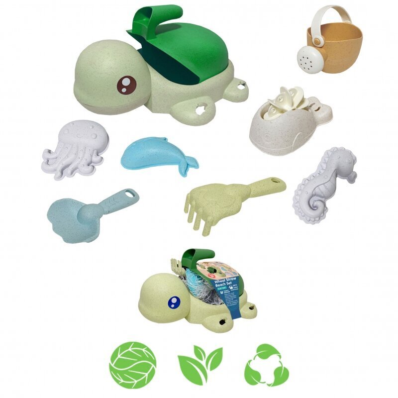 Liivakomplekt - roheline kilpkonn Woopie Green, 8 tk цена и информация | Liivakastid, liiv ja mänguasjad | kaup24.ee