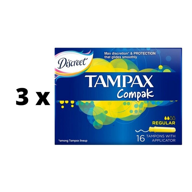 Tampoonid TAMPAX Compak Regular, 16 tk x 3 tk hind ja info | Tampoonid, hügieenisidemed, menstruaalanumad | kaup24.ee
