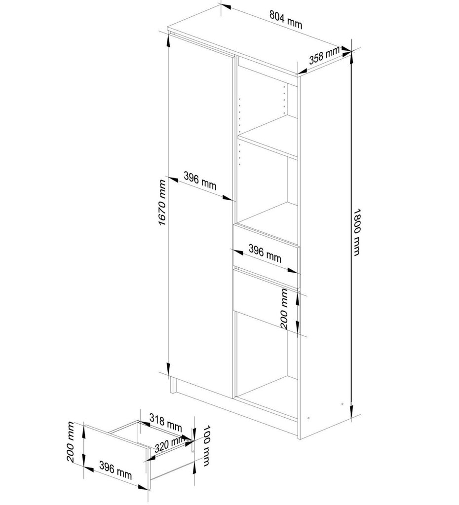 Riiul NORE CLP R15, valge/hall hind ja info | Riiulid | kaup24.ee