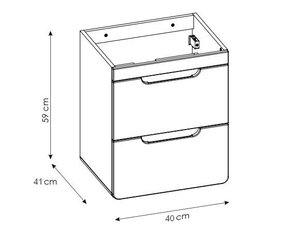 Шкаф под умывальник с выдвижными ящиками ARUBA CRAFT, 40х60х41 см цена и информация | Шкафчики для ванной | kaup24.ee