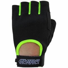 Treeningkindad Chiba Summertime Gloves, must / neoonkollane (L) цена и информация | Перчатки для турника и фитнеса | kaup24.ee