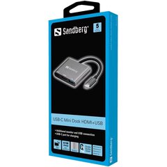 Док-станция Sandberg 136-00, USB type-C, USB-A, HDMI цена и информация | Адаптер Aten Video Splitter 2 port 450MHz | kaup24.ee