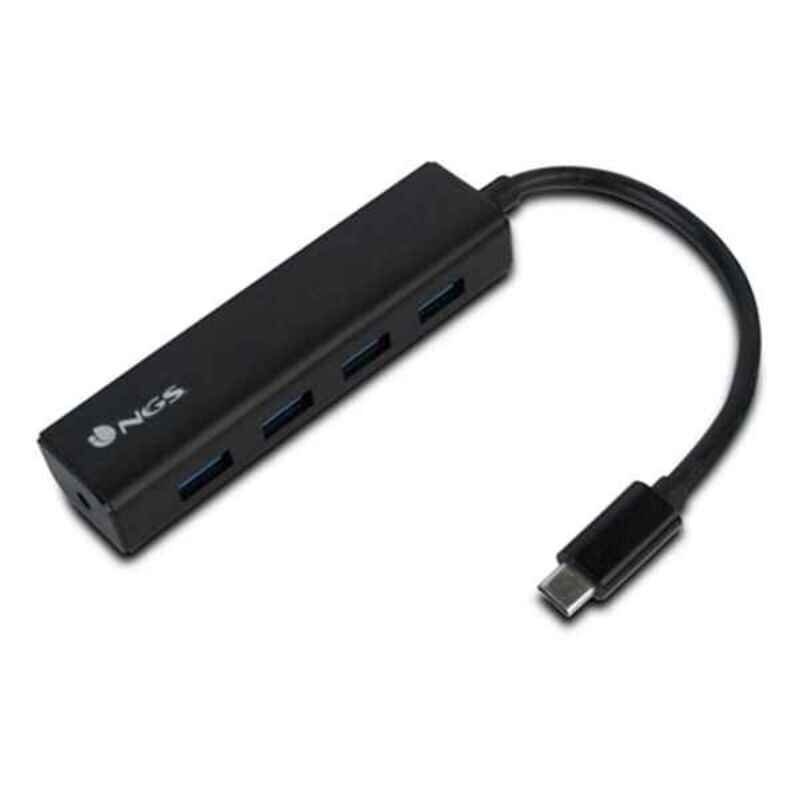 4 lizdų USB šakotuvas NGS WONDERHUB4 5 Gbps Juoda hind ja info | USB jagajad, adapterid | kaup24.ee