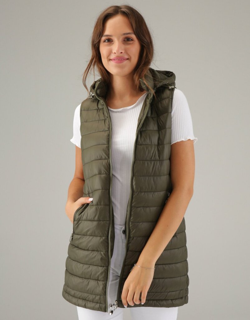 Naiste vest Dia, pluss suuruses, khaki hind ja info | Naiste vestid | kaup24.ee