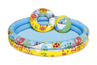 Bestway Надувной детский бассейн 3 в 1 с колесом и мячом, 122 x 20 см цена и информация | Бассейны | kaup24.ee
