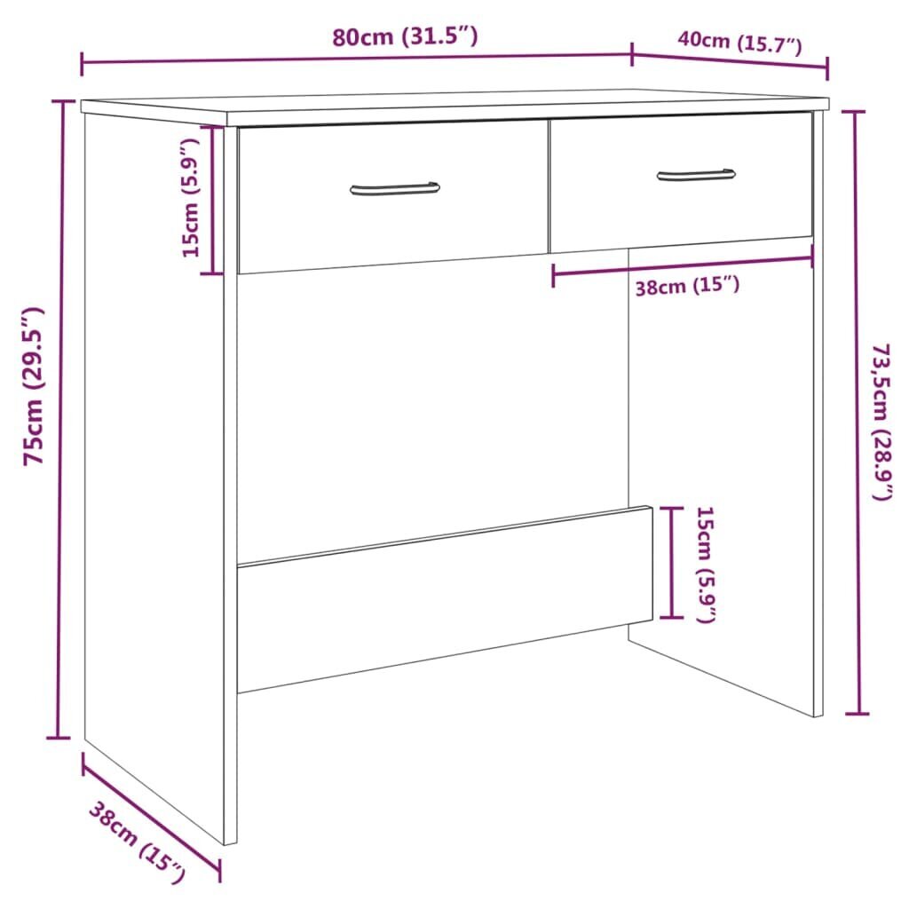 vidaXL kirjutuslaud, hall Sonoma tamm, 80 x 40 x 75 cm, tehispuit цена и информация | Arvutilauad, kirjutuslauad | kaup24.ee