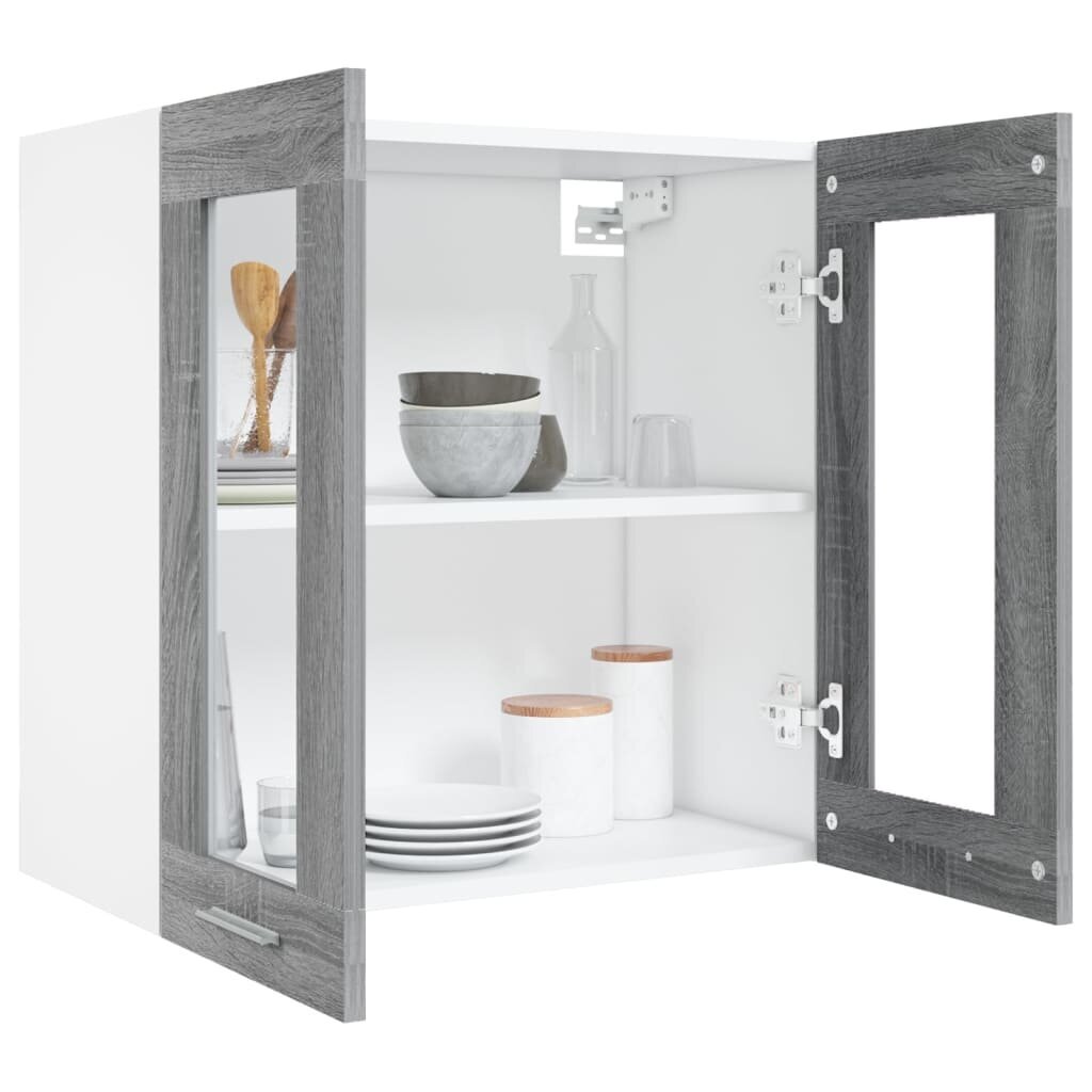 vidaXL klaasustega köögikapp, hall Sonoma tamm, 60x31x60 cm, tehispuit hind ja info | Köögikapid | kaup24.ee