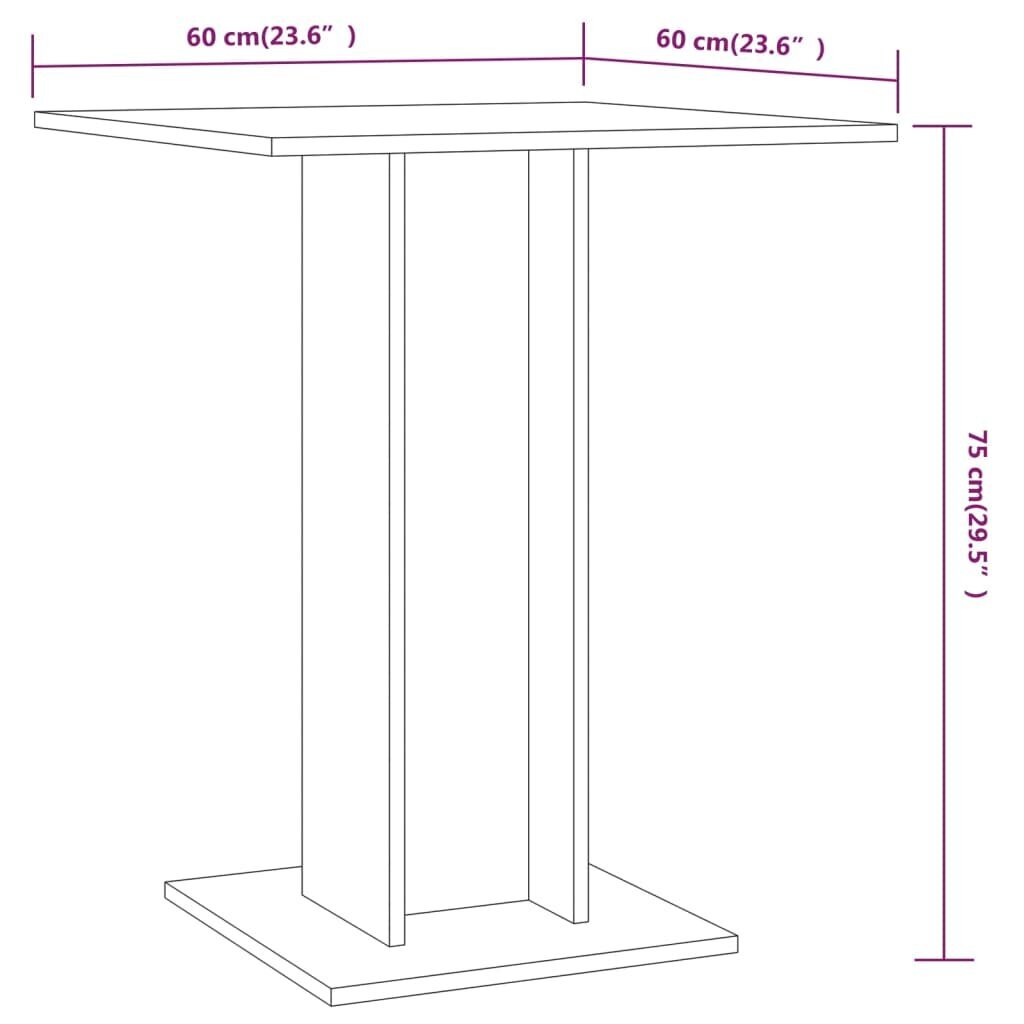 vidaXL bistroolaud, hall Sonoma tamm, 60 x 60 x 75 cm, tehispuit цена и информация | Köögi- ja söögilauad | kaup24.ee