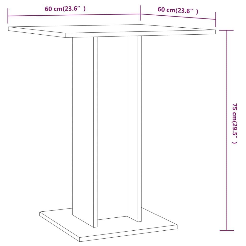 vidaXL bistroolaud, suitsutatud tamm, 60 x 60 x 75 cm, tehispuit цена и информация | Köögi- ja söögilauad | kaup24.ee