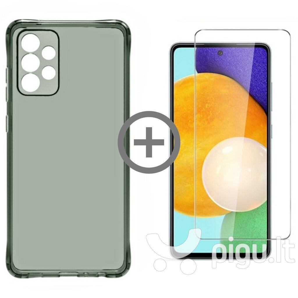 Protection Set - Clear Case Antishock Samsung Galaxy A13, must värv + ekraani kaitseklaas Saundberry Basic(Case Friendly) hind ja info | Telefoni kaaned, ümbrised | kaup24.ee