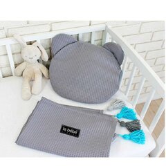 Хлопковый пледик + подушка La bebe™ Waffle Set Art.1094105 Grey, 100x75 cм цена и информация | Детское постельное бельё | kaup24.ee