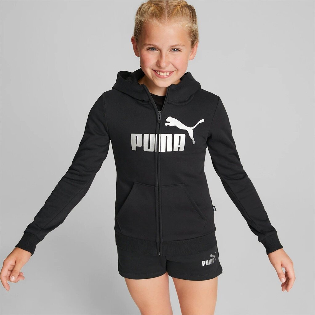 Puma laste dressipluus Essentials 672113*01, must 4064537858752 цена и информация | Tüdrukute kampsunid, vestid ja jakid | kaup24.ee