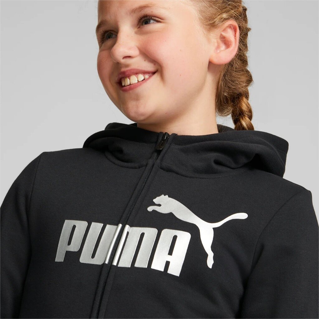 Puma laste dressipluus Essentials 672113*01, must 4064537858752 цена и информация | Tüdrukute kampsunid, vestid ja jakid | kaup24.ee