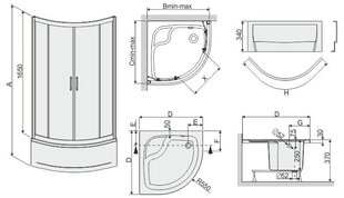 Nurga dušikabiin Sanplast TX kpl-KP4/TX5b/165 80s, profiil valge, dekoreeritud klaas grey, alusega цена и информация | Душевые кабины | kaup24.ee