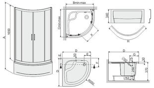 Угловая душевая кабина Sanplast TX kpl-KP4/TX5b/165 80s, профиль матовый серебристый, декорированное стекло grey, с поддоном цена и информация | Душевые кабины | kaup24.ee