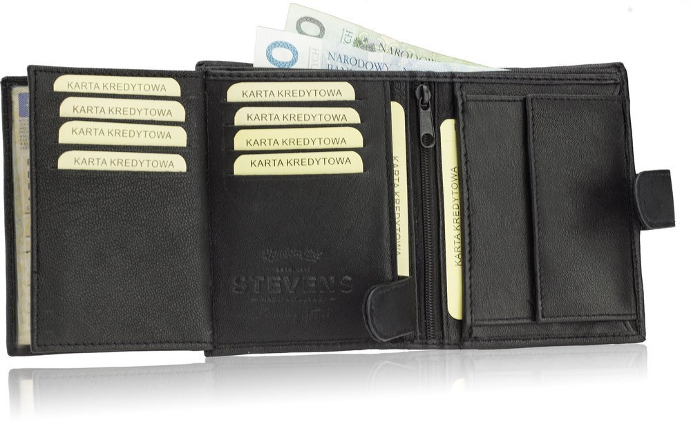 Meeste nahast rahakott puidust karbis Stevens 326A, must hind ja info | Meeste rahakotid | kaup24.ee