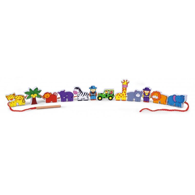 Puidust klotsid nööriga - Safarid hind ja info | Imikute mänguasjad | kaup24.ee