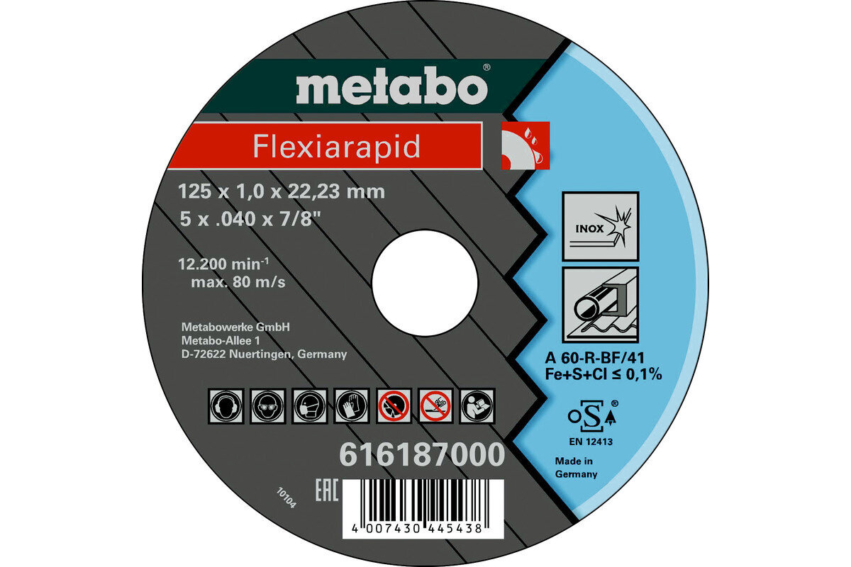 Roostevabast terasest lõikeketas Metabo Flexiarapid Super TF 41 hind ja info | Aiatööriistade lisatarvikud | kaup24.ee