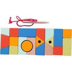Puidust geomeetrilised kujundid nööriga, 21 tükki hind ja info | Imikute mänguasjad | kaup24.ee