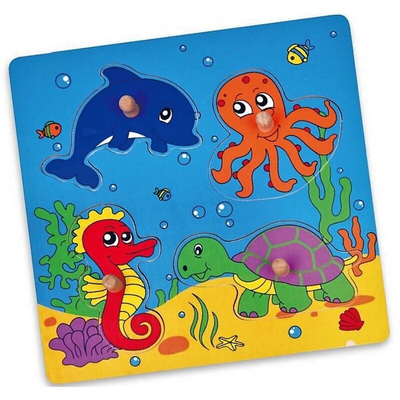 Viga Toys puidust puzzle, ookeaniloomad hind ja info | Imikute mänguasjad | kaup24.ee