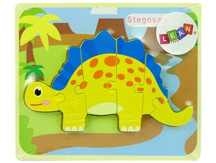 Puidust puzzle, kollane stegosaurus dinosaurus hind ja info | Arendavad mänguasjad | kaup24.ee