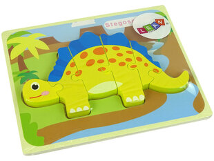 Puidust puzzle, kollane stegosaurus dinosaurus hind ja info | Arendavad mänguasjad | kaup24.ee