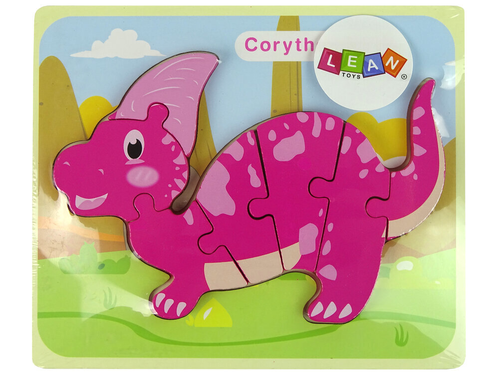Puidust pusle Corythosaurus dinosaurus, roosa hind ja info | Arendavad mänguasjad | kaup24.ee