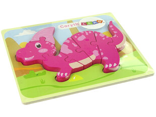 Деревянный пазл Динозавр Коритозавр, розовый цена и информация | Развивающие игрушки и игры | kaup24.ee