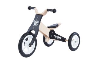 Деревянный балансировочный велосипед - Moovkee, черный цена и информация | Детский трехколесный велосипед - коляска с удобной ручкой управления для родителей Riff F95941 2в1, фиолетовый | kaup24.ee