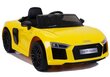 Audi R8 Spyder ühekohaline elektriauto lastele, kollane цена и информация | Laste elektriautod | kaup24.ee