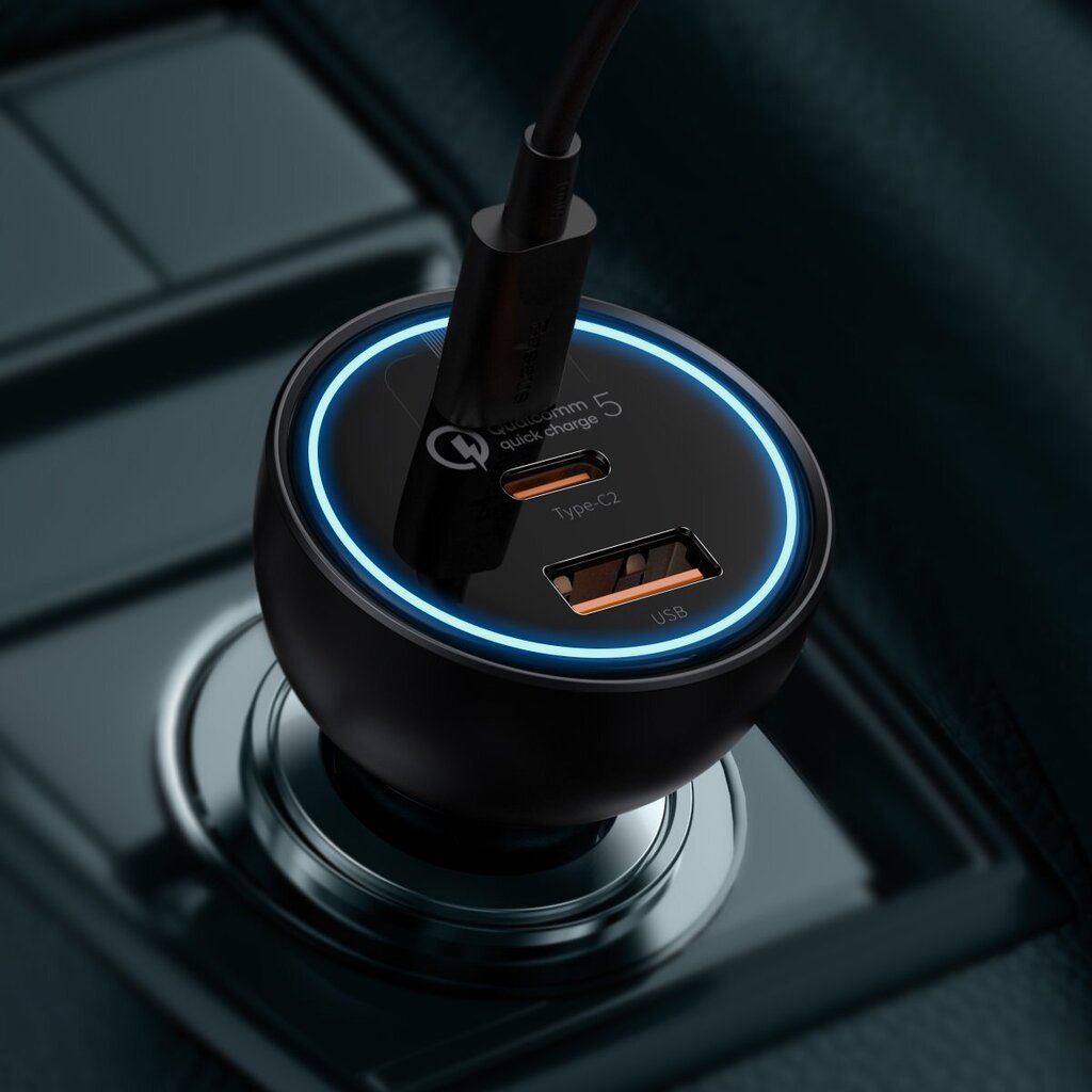 Baseus fast USB / USB car charger Type C 160W PPS Quick Charge 5 PD gray (TZCCZM-0G) цена и информация | Mobiiltelefonide laadijad | kaup24.ee