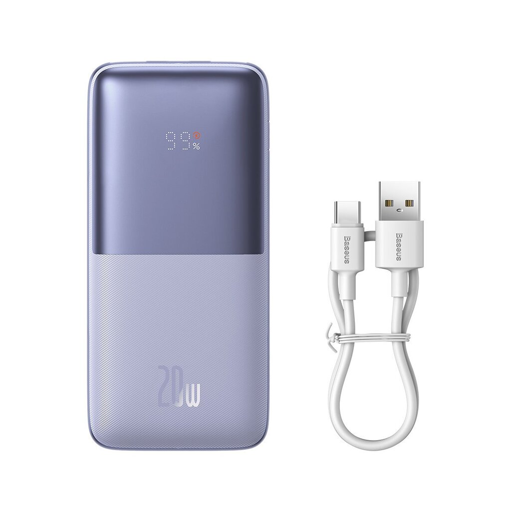 Baseus Bipow Pro powerbank 10000mAh 20W + 3A USB cable 0.3m purple (PPBD040105) hind ja info | Akupangad | kaup24.ee