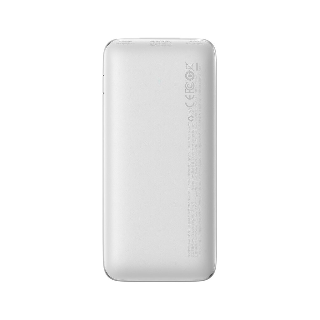 Baseus Bipow Pro powerbank 10000mAh 20W + USB 3A 0.3m cable white (PPBD040102) цена и информация | Akupangad | kaup24.ee