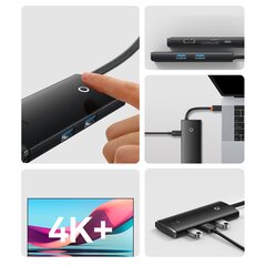 Baseus Lite Series multifunctional HUB USB Type C - 2 x USB 3.0 / USB Type C PD / HDMI 1,4 / SD / TF black (WKQX050101) hind ja info | USB jagajad, adapterid | kaup24.ee