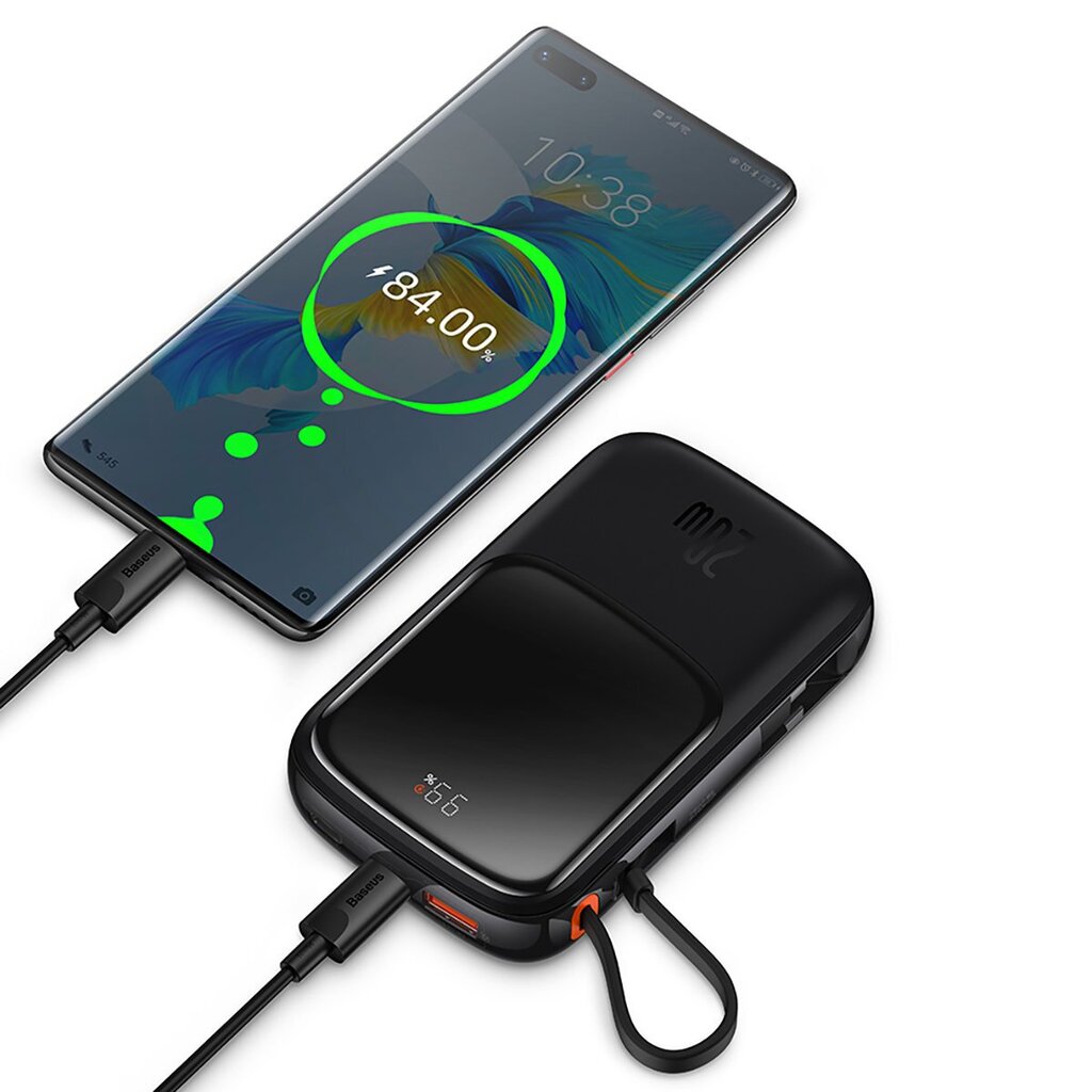 Baseus Qpow power bank 10000mAh built-in USB Type-C cable 22.5W Quick Charge SCP AFC FCP purple (PPQD020105) hind ja info | Akupangad | kaup24.ee