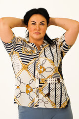 Блуза прямого силуэта с узором с укороченной застёжкой цена и информация | Женские блузки, рубашки | kaup24.ee