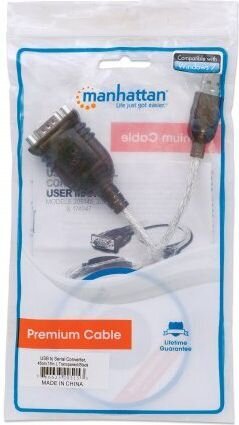 Kaabliadapter Manhattan USB kuni RS232/COM/DB9 M/M, 45cm hind ja info | Mobiiltelefonide kaablid | kaup24.ee